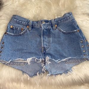 Levi’s distressed blue Jean shorts